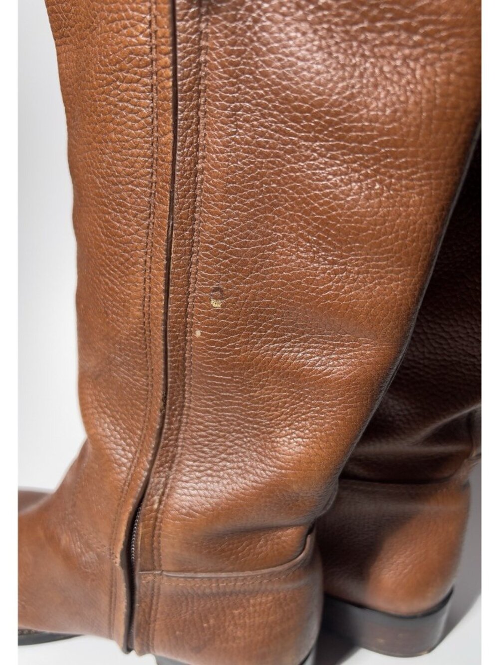 Tory Burch Junction Brown Pebbled Leather Riding Boots Size 8M Gold Logo - Picture 5 of 16